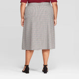 Ava & Viv Women's Plus Size Plaid Button Front Skirt