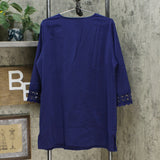 Caya Costa Women's 3/4 Sleeve Crochet Trim Tunic Top