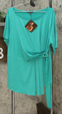 IMAN Women's Plus Size Global Chic Luxury Resort Short Sleeve Knot-Front Top