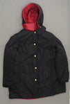 Susan Graver Women's Reversible Snap Front Coat with Removable Hood Black/ Red M