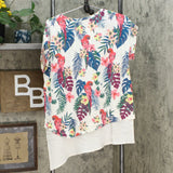 Lemon Way Women's Dolman Sleeve Tropical Printed Slub Knit Top
