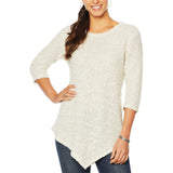 Vince Camuto Women's Plus Size Nubby Slub Knit Asymmetric Hem Top