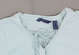 Isaac Mizrahi Live! Women's True Denim Top with Lace Up Neck Aqua XS