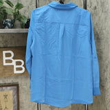 Denim & Co. Women's Roll Tab Sleeve Button Front Soft Utility Tunic Blouse