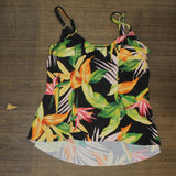 Kona Sol Womens Tankini with Shelf Soft Cup Padding Black Multi XL