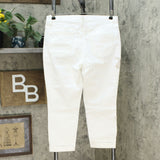 Curations Women's Vintage Paisley Embroidered Boyfriend Jeans White 12