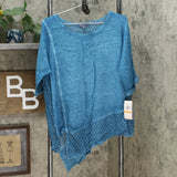 Democracy Women's Mineral Wash Top With Crochet Detail