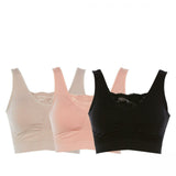 Rhonda Shear 3 Pack Cotton Blend Ahh Bras With Lace Inset Pink Multi 1X