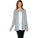 LOGO by Lori Goldstein Women's Plus Size Zipper Detail French Terry Cardigan