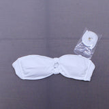 Xhilaration Women's Knot Front Ribbed Texture Bandeau Bikini Top White Small