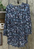 Curations Women's Floral Printed Bell Sleeve High Low Top