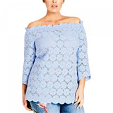 City Chic Trendy Plus Size Lace Off The Shoulder Lined Tunic Top