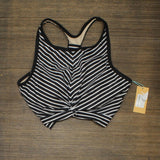 Kona Sol Women's Longline Twist Bikini Top Black Striped L