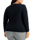 Karen Scott Plus Size Embellished Long Sleeve Christmas Knit Top