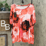 DG2 by Diane Gilman Women's Plus Size Short Sleeve Floral Printed T-Shirt
