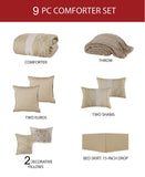 Hallmart Collectibles Alanis 9 Piece Comforter Set Taupe Queen