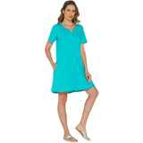 Denim & Co. Beach French Terry A-Line Cover-Up Dress Bright Aqua 2X