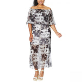 NWT Colleen Lopez Plus Size Off-the-Shoulder Flutter Maxi Dress. 694167-Plus 3X