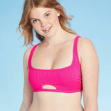 Xhilaration Women's Ribbed Front Cut Out Bralette Bikini Top