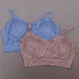 Rhonda Shear 2 Pack Lace Leisure Bras With Removable Pads Mocha/ Blue Plus 2X