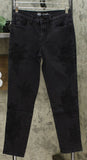 DG2 by Diane Gilman Women's Petite Stretch Tonal Floral Jeans Black 6P