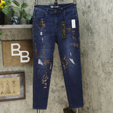 DG2 by Diane Gilman Women's Destructed Crosshatch Denim Skinny Jeans