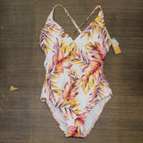 Kona Sol V-Neck Cross Back Medium Coverage One Piece Swimsuit 78668312 White L
