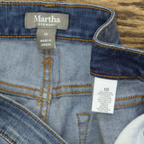 Martha Stewart Women's Patchwork 5 Pocket Ankle Jeans Mid Blue 10