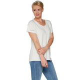 Peace Love World U-Neck Short Sleeve Mia T-Shirt Pristine Ivory XL
