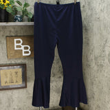 Slinky Brand Women's Plus Size Angled Flounce Leg Knit Ponte Pants