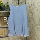 DG2 by Diane Gilman Women's Plus Size SoftCell Chambray Easy Tank Blouse