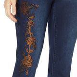 DG2 by Diane Gilman Floral Sequin Cropped Boot Cut Jeans Indigo 14