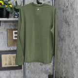 All in Motion Womens Long Sleeve Striped Knit Athletic Shirt Green XXL