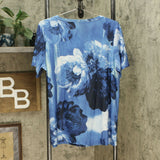 DG2 by Diane Gilman Women's Knit All Over Printed T-Shirt Navy Large