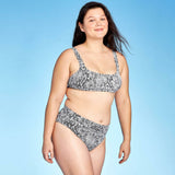 Xhilaration Women's Ribbed Cheeky High Leg Waist Bikini Bottom