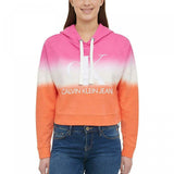 Calvin Klein Women's Dip Dye French Terry Cropped Hoodie Sweatshirt