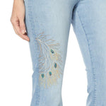 DG2 by Diane Gilman Women's Plus Size Peacock Embellished Boot Cut Jeans