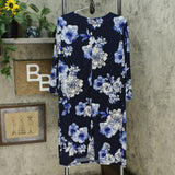 Tommy Hilfiger Plus Size Floral-Print Grommet-Sleeve Dress Sky Captain Blue 14W