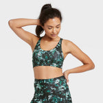 All In Motion Women's Leaf Print Medium Support Strappy Back Sports Bra