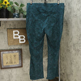 DG2 by Diane Gilman Pull On Stretch Ponte Boot Cut Pants Green Snake Plus 1X