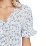 Cece Women's Toile Print Ruffle-Sleeve Button Front Blouse