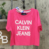 Calvin Klein Women's French Terry Short Sleeve Cropped Sweatshirt