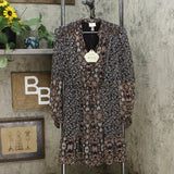 Knox Rose Women's Paisley Mixed Print Long Sleeve V-Neck Woven Dress