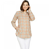 Joan Rivers Women's Plus Size Plaid Shirt With Back Button Detail