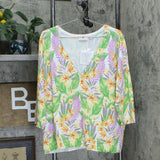 NWT Quacker Factory Women's Floral Embellished Knit Cardigan Sweater. A351134 XL