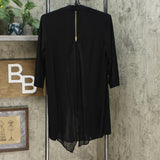 Nina Leonard Hi Low Cardigan With Back Zipper And Chiffon Detail Black Small