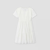Knox Rose Women's Eyelet Short Sleeve Knee Length Swing Dress