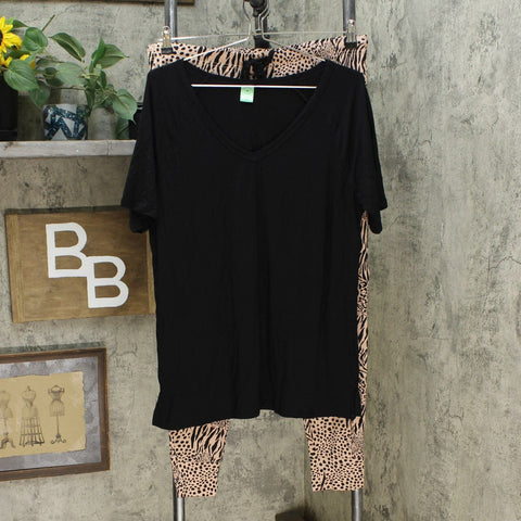 Honeydew Supersoft V Neck And Jogger Pajama Set Black / Animal Print Large