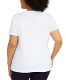 NWT Karen Scott Plus Size Embellished Bicycle Knit Top. 100089328WN Plus 2X