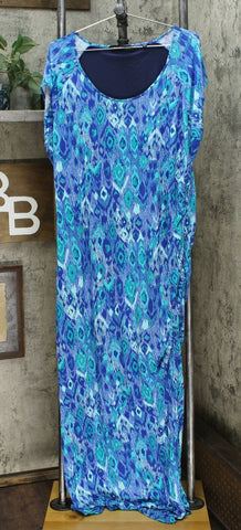 Colleen Lopez Women's Isle Be There Maxi Dress Blue Ikat Plus 2X